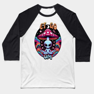 ET Go Om Alien Meditation Baseball T-Shirt